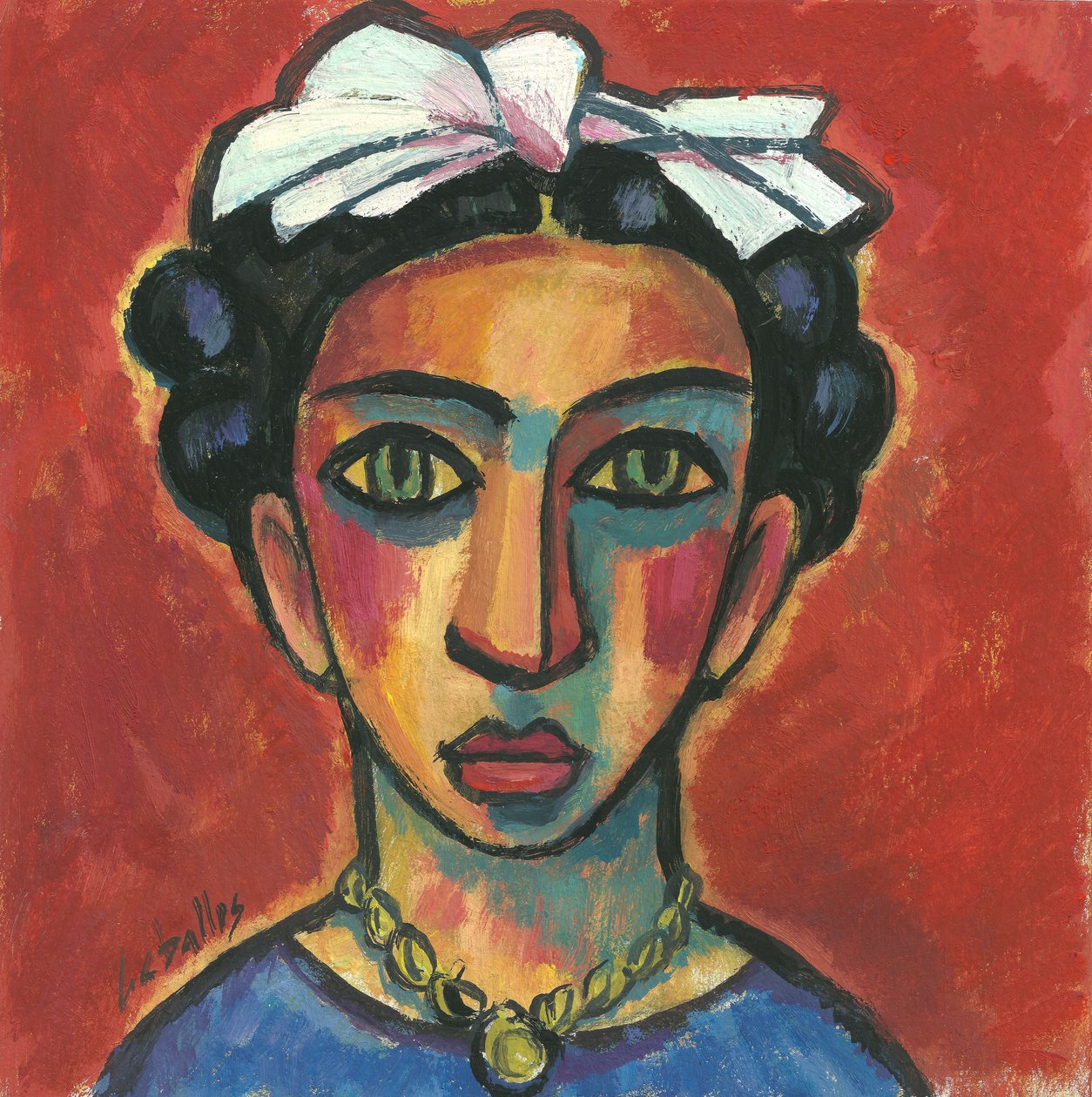 Portret van Frida kahlo, 2013 (gouache op papier) door Guillermo Martí Ceballos
