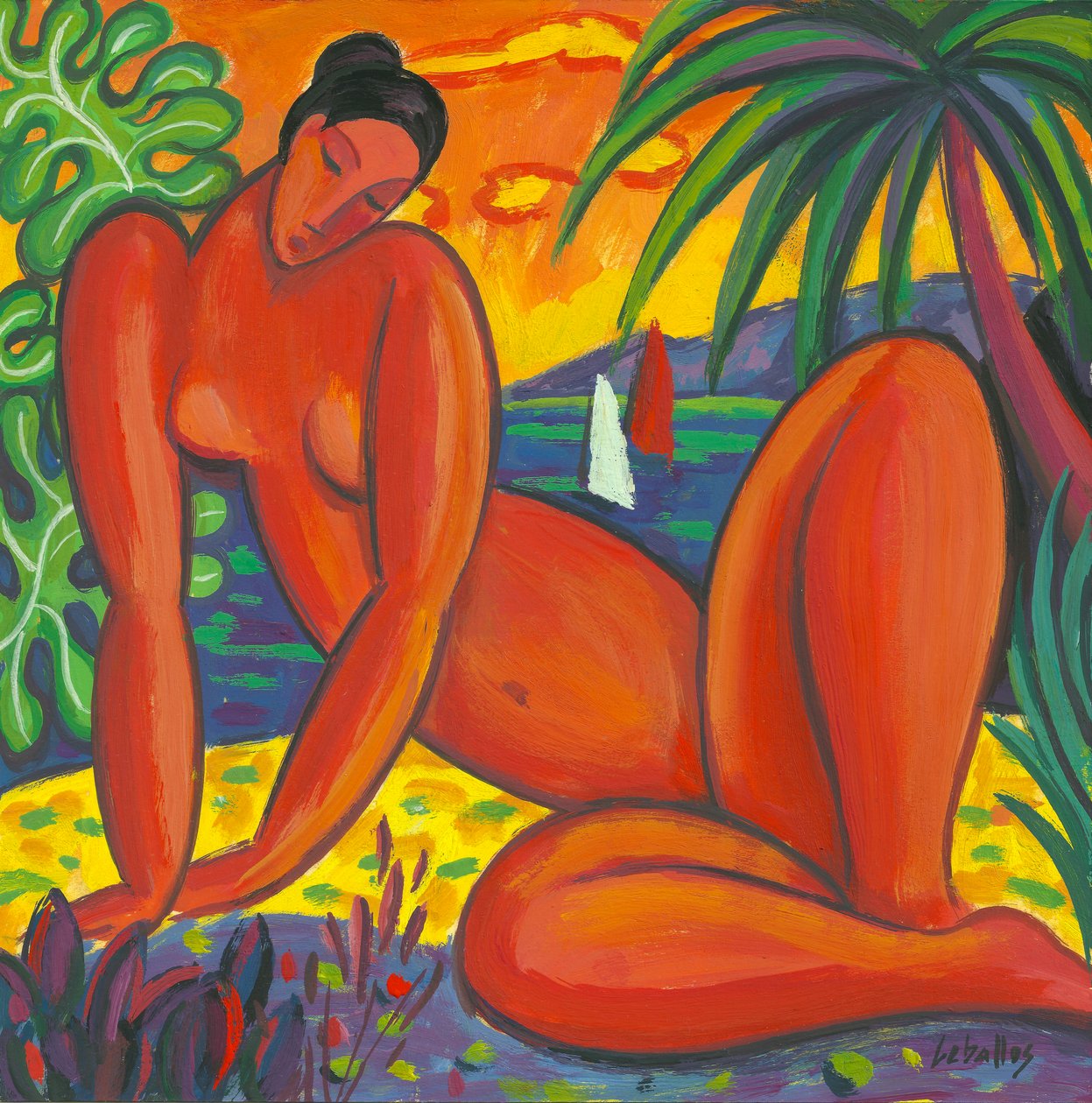 Taitiaans naakt, 2013 (gouache op papier) door Guillermo Martí Ceballos