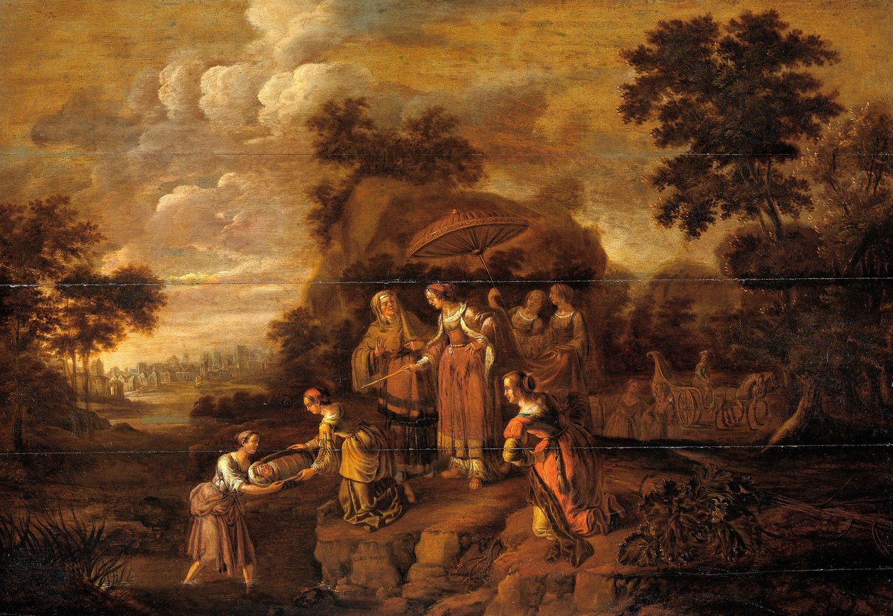 De dochter van de farao ontdekt Mozes in het biezen mandje door Guilliam du Gardijn