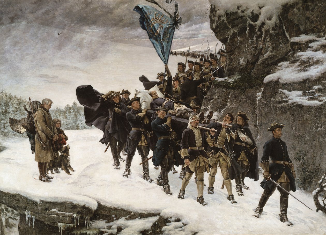 Het Lichaam van Koning Karel XII van Zweden Thuisbrengen door Gustaf Olaf Cederstrom