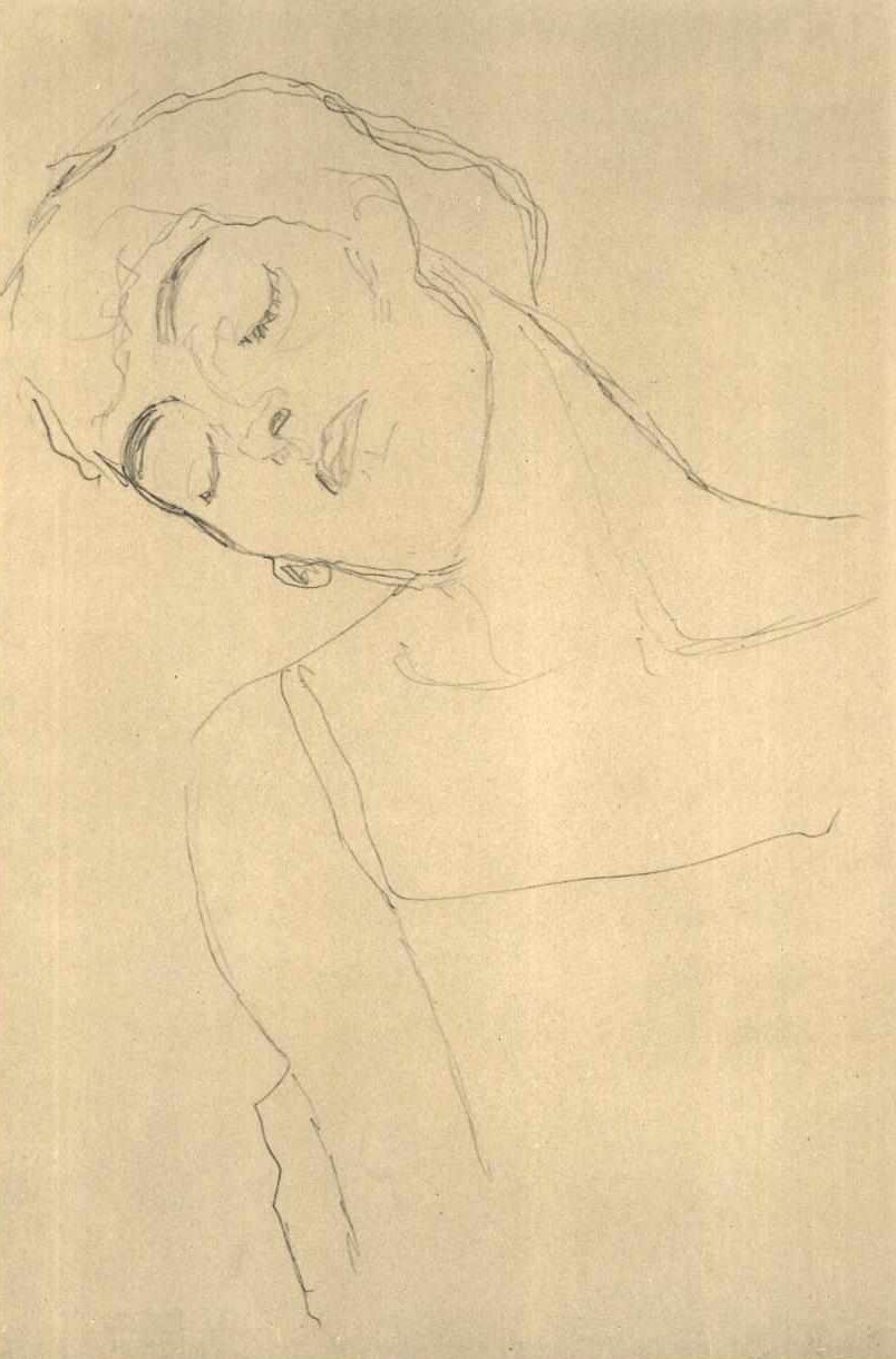 Borstbeeld met gesloten ogen door Gustav Klimt