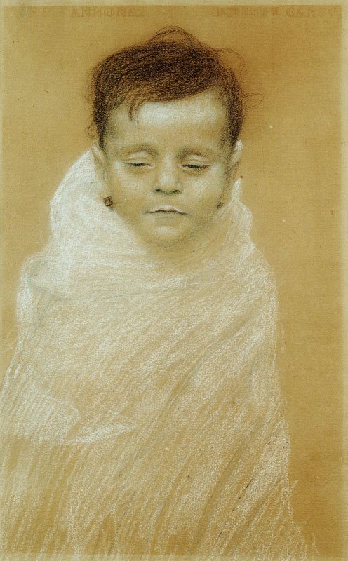 Portret van de overleden zoon van de kunstenaar door Gustav Klimt
