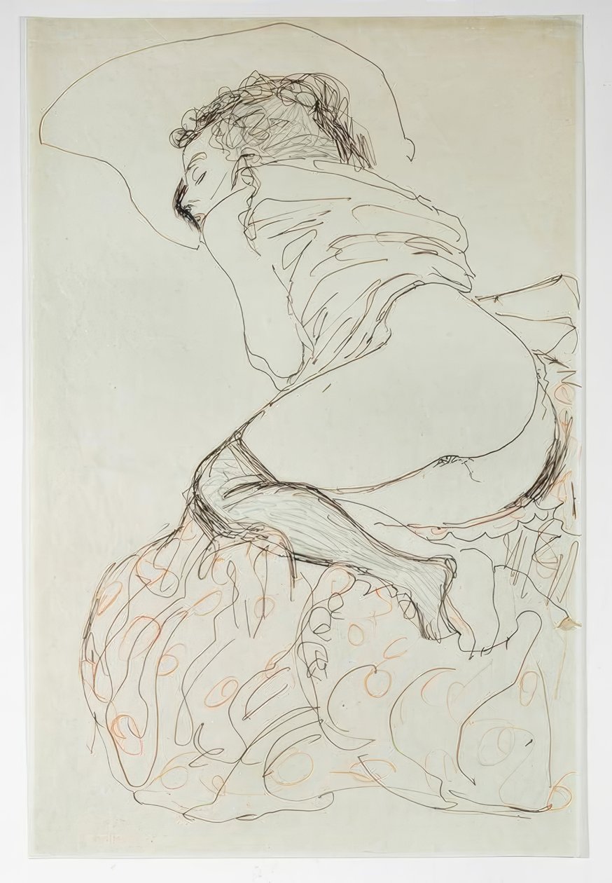 Liggende halfnaakte, naar links gedraaid door Gustav Klimt