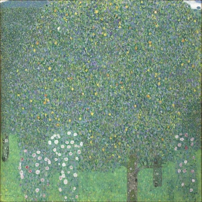 Rozenstruiken onder de bomen door Gustav Klimt