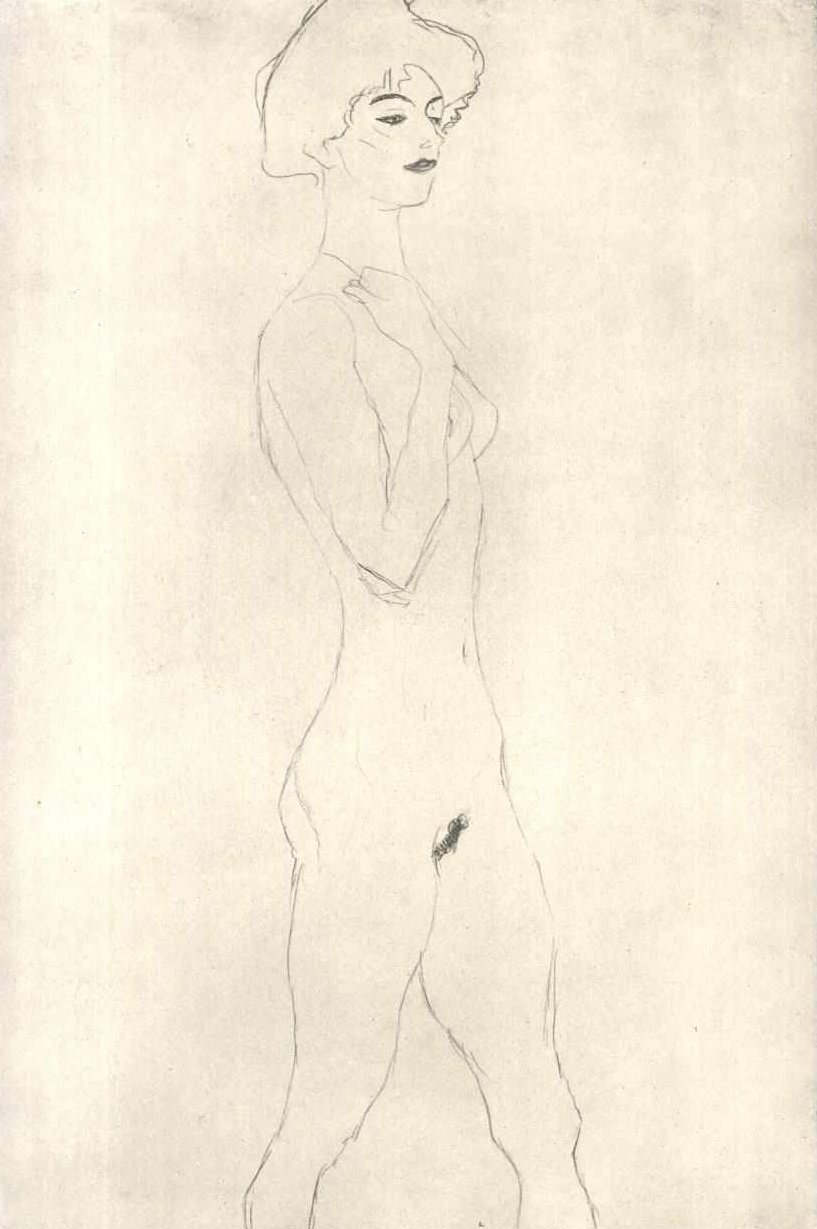 Lopende vrouw met rode lippen door Gustav Klimt