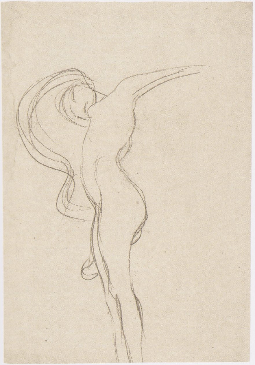 Zwevende met lichaam in profiel door Gustav Klimt