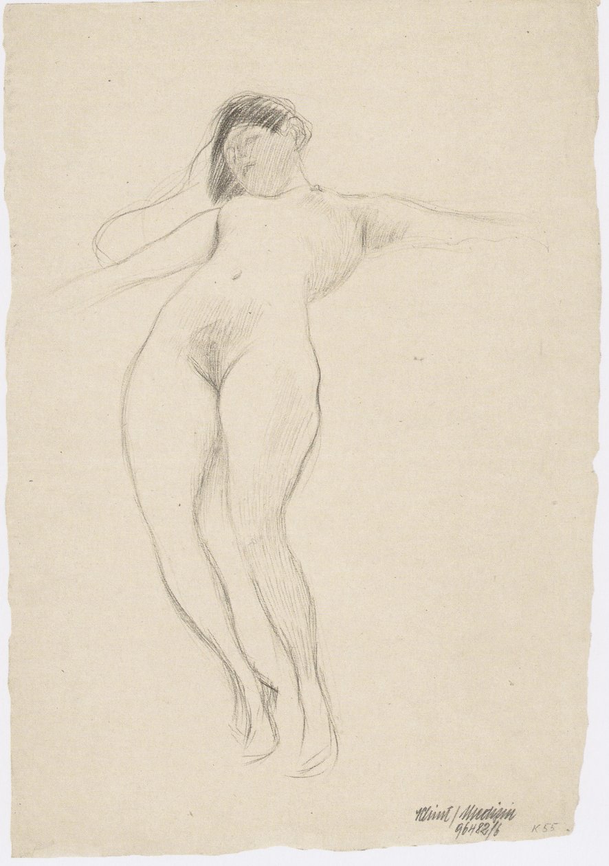 Zwevende met uitgestrekte armen door Gustav Klimt