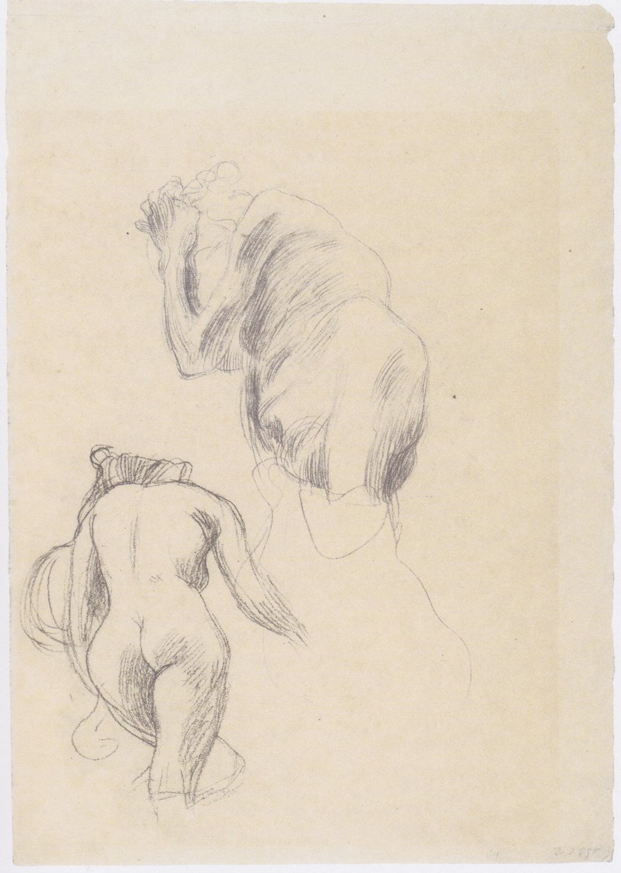Vrouwelijke rugnaakt, wanhopige oude man door Gustav Klimt