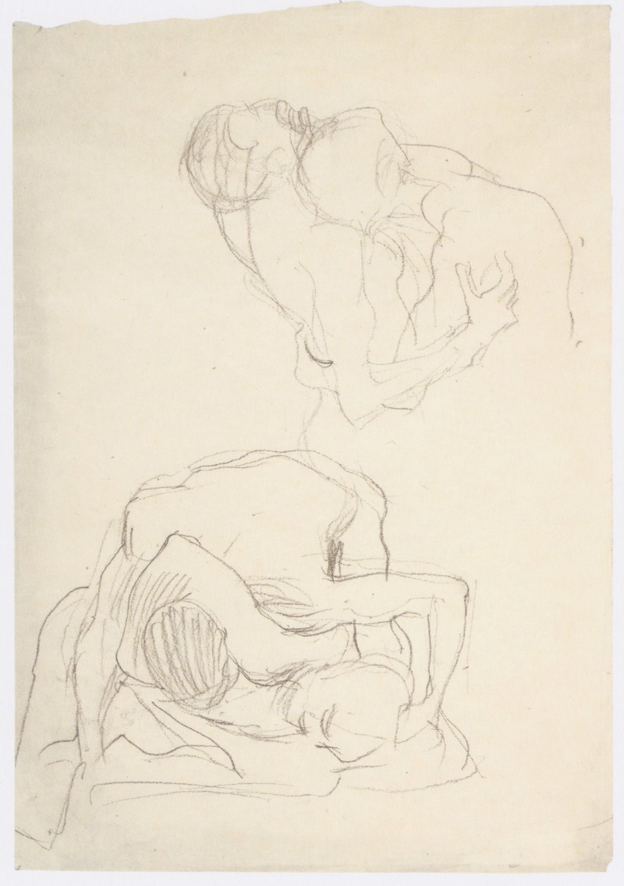 Twee worstelparen door Gustav Klimt