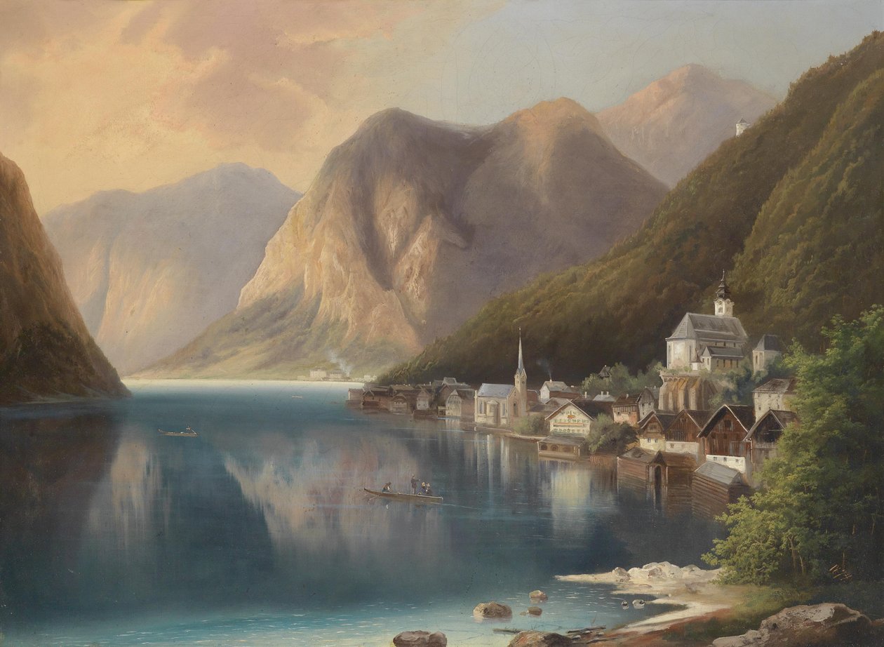 Uitzicht op Hallstadt door Gustav Barbarini