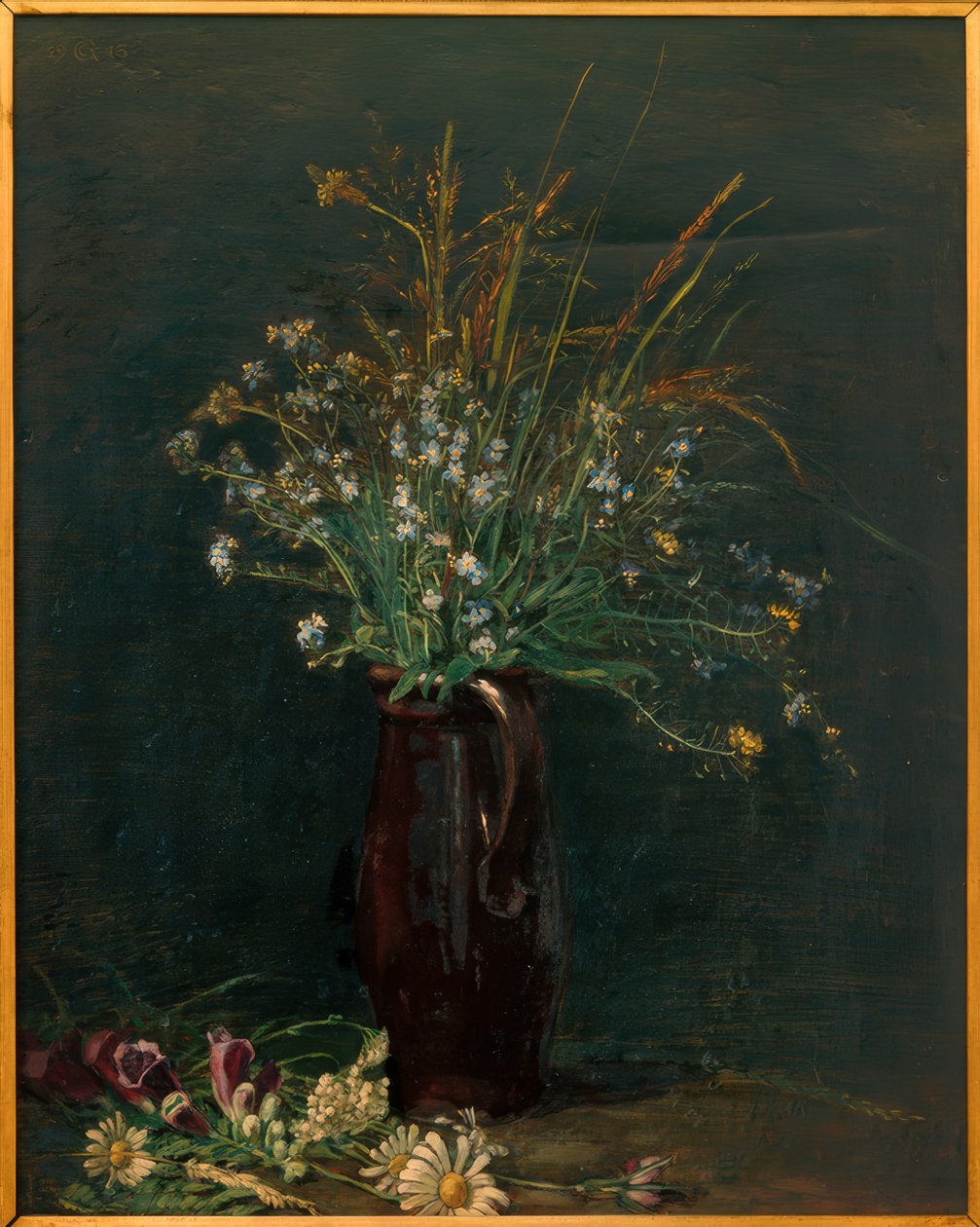 Vergeet-mij-niet stilleven door Gustav Crecelius