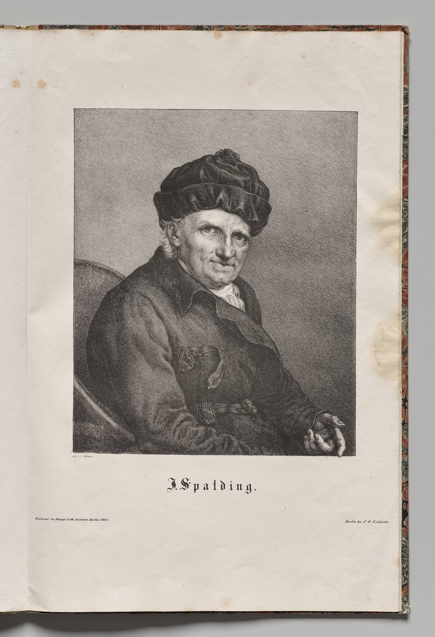 Duitslands beroemde auteurs: Portret van Johann Joachim Spalding door Gustav Karl Friedrich Luderitz