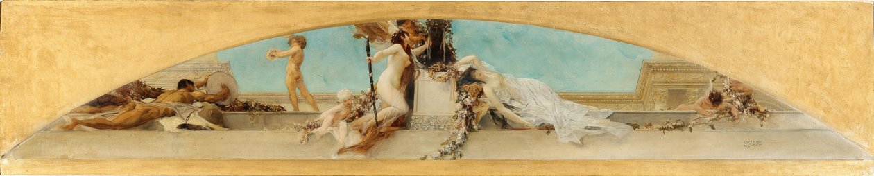 Altaar van Dionysus. Studie voor het plafondschilderij van het Burgtheater, Wenen door Gustav Klimt