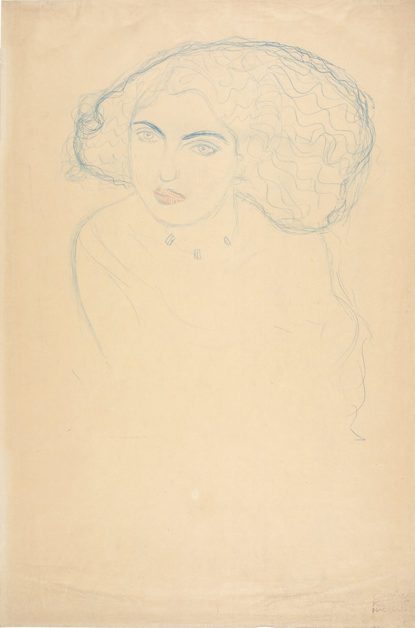Hoofd van een vrouw, ca. 1916 door Gustav Klimt