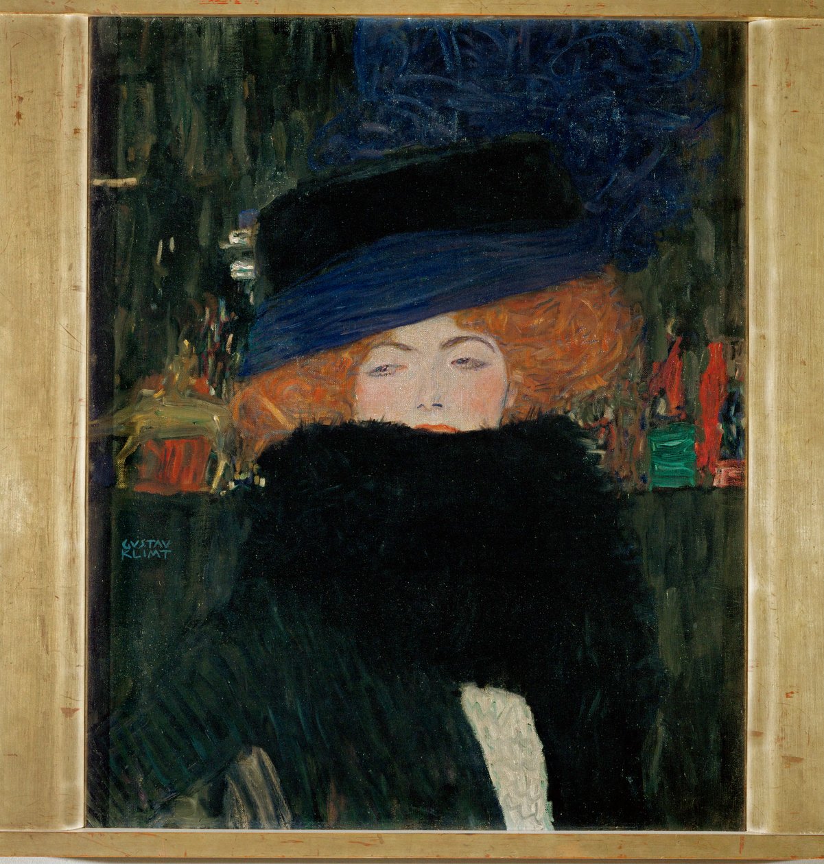 Dame met hoed en boa door Gustav Klimt