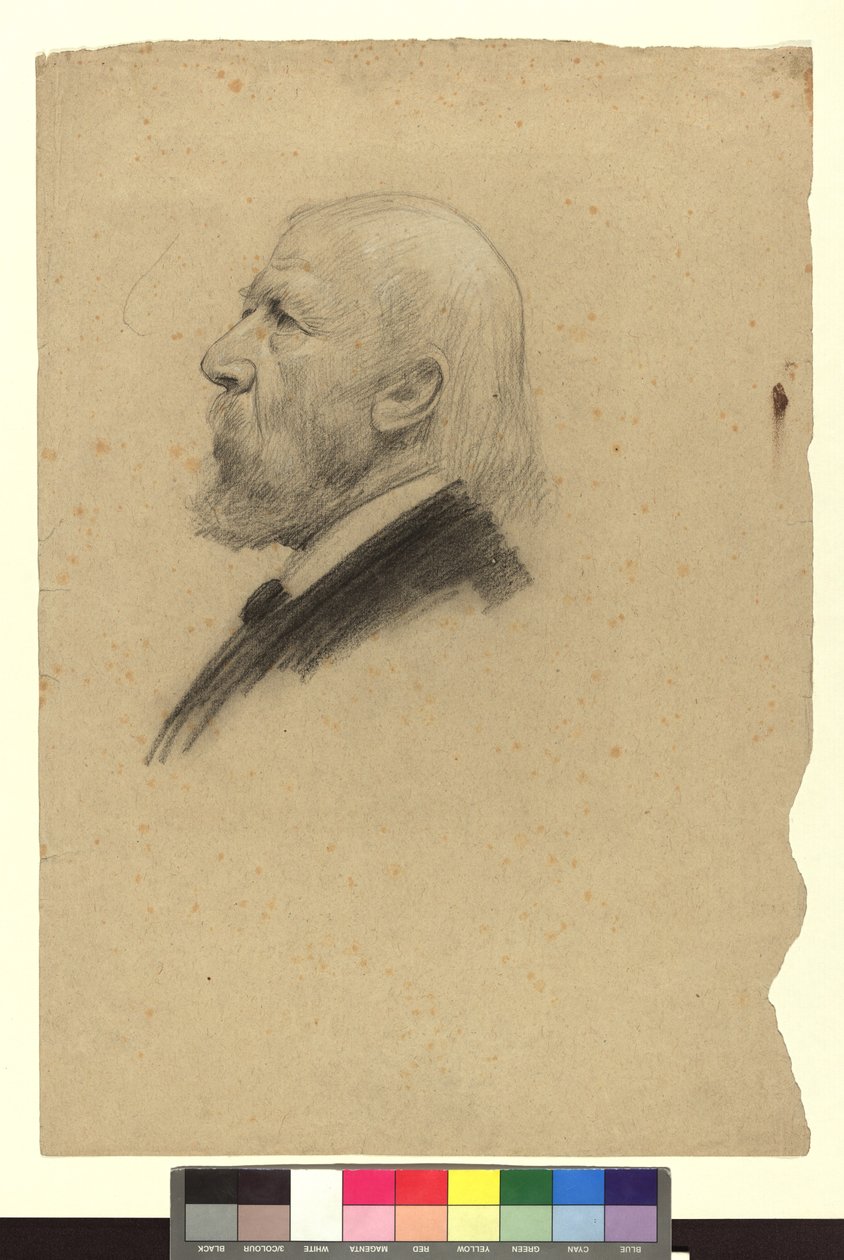Portretstudie van een oude man in profiel naar links door Gustav Klimt
