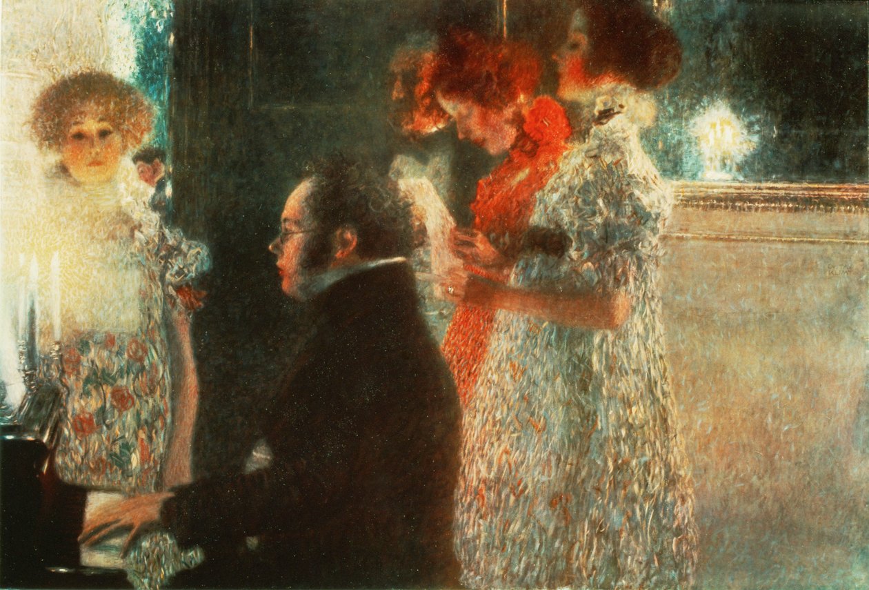 Schubert aan de piano door Gustav Klimt