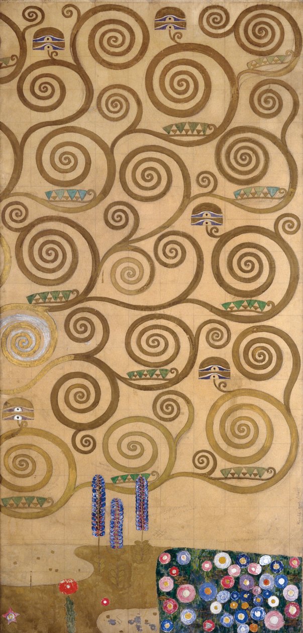 Schetsen voor de fries voor het Palais Stoclet in Brussel, België (aquarel  potlood op papier) door Gustav Klimt