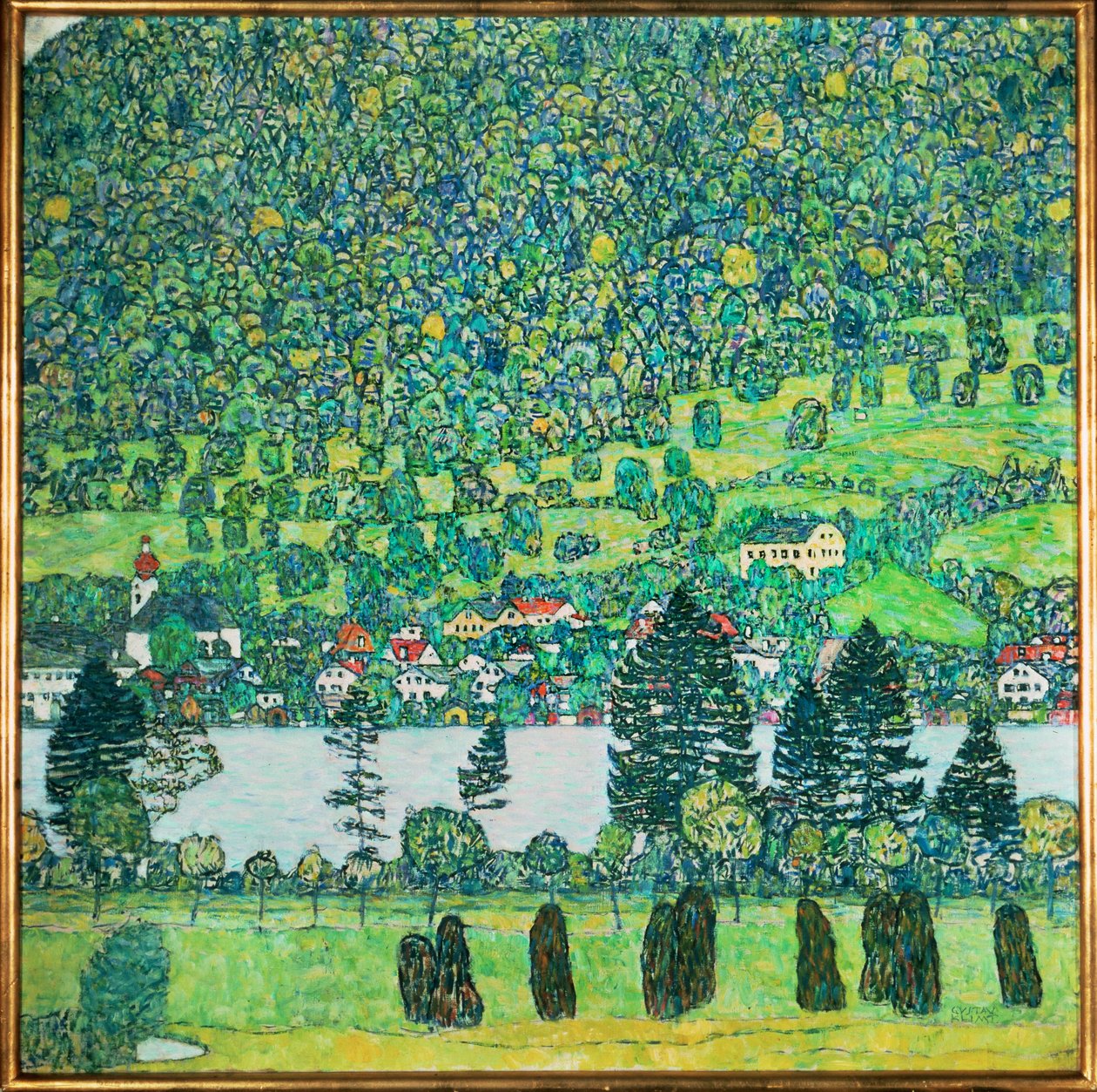 Helling in een bos aan het Atterse-meer door Gustav Klimt