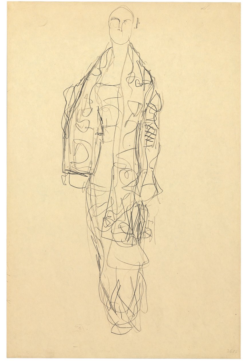 Staande dame met cape, ca. 1914-16 door Gustav Klimt