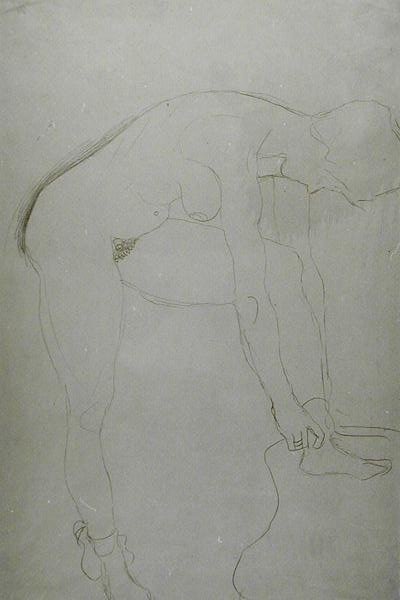 Staande Naakt met Opgetrokken Benen, ca.1907 door Gustav Klimt