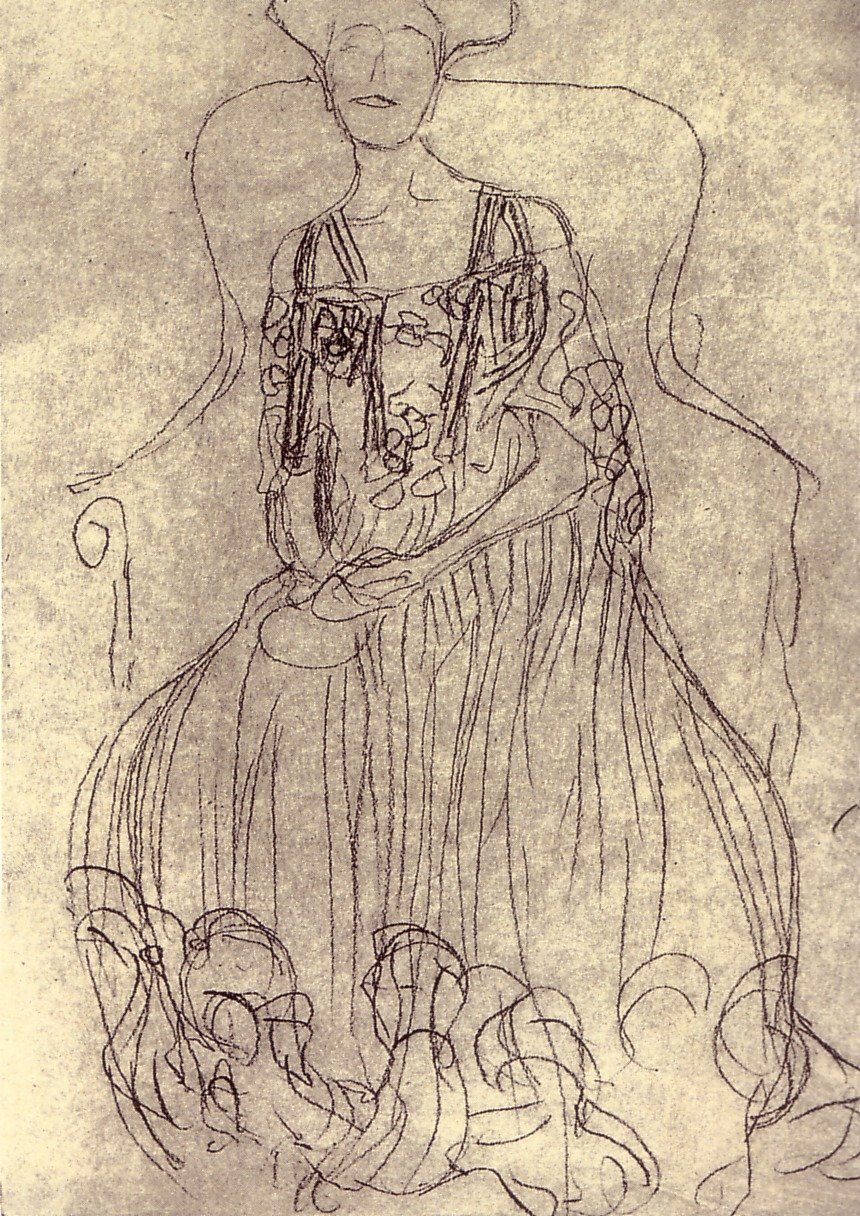 Studie voor het schilderij Portret van Adele Bloch-Bauer I door Gustav Klimt