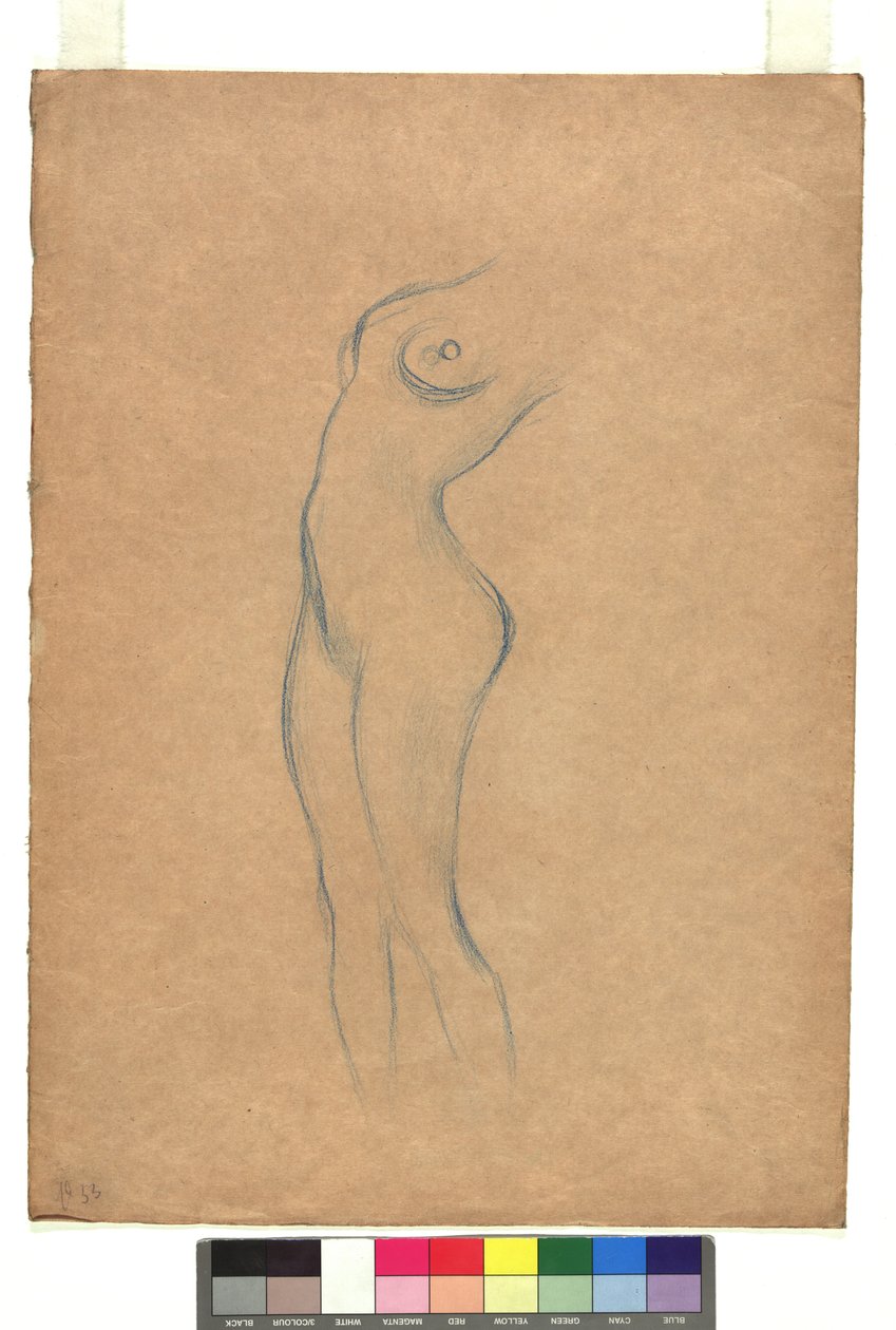 Studie zu einem stehenden weiblichen Akt nach links door Gustav Klimt
