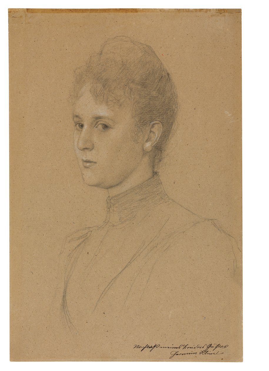 Studie voor een portret (Mevrouw Heymann?), ca. 1892 door Gustav Klimt