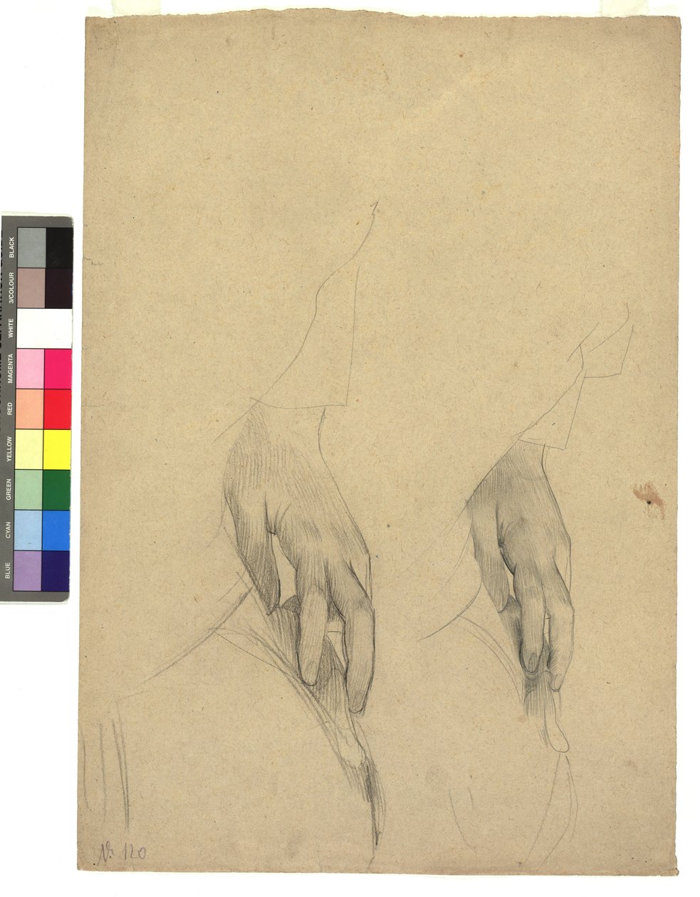 Zwei Handstudien, Finger ans Ohr gelegt door Gustav Klimt