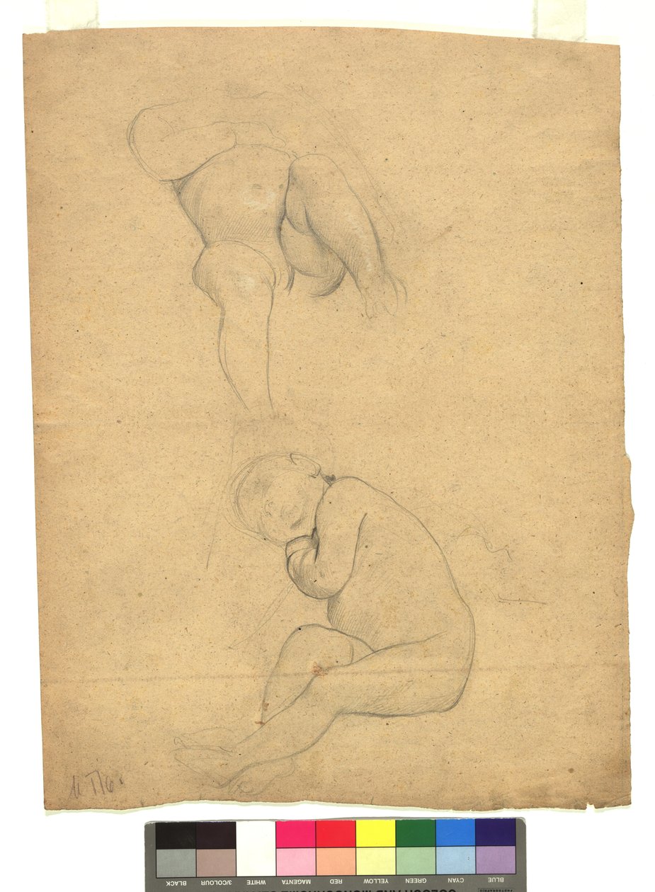 Zwei Studien zu Kinderakten door Gustav Klimt
