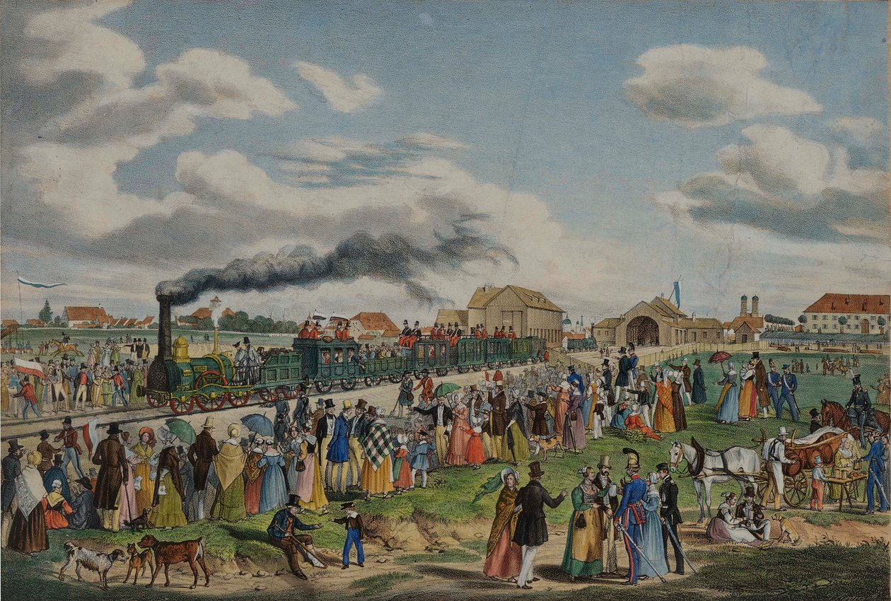 Opening van de München-Augsburg spoorlijn op 1 september 1839, 1839 door Gustav Kraus