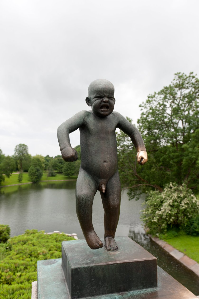 "Sinnatageen" boze jongen, sculptuur in Frogner Park, Oslo, Noorwegen (brons) door Gustav Vigeland