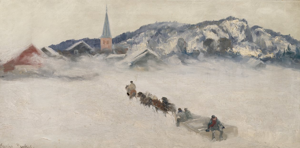 Winter in Asker door Gustav Wentzel