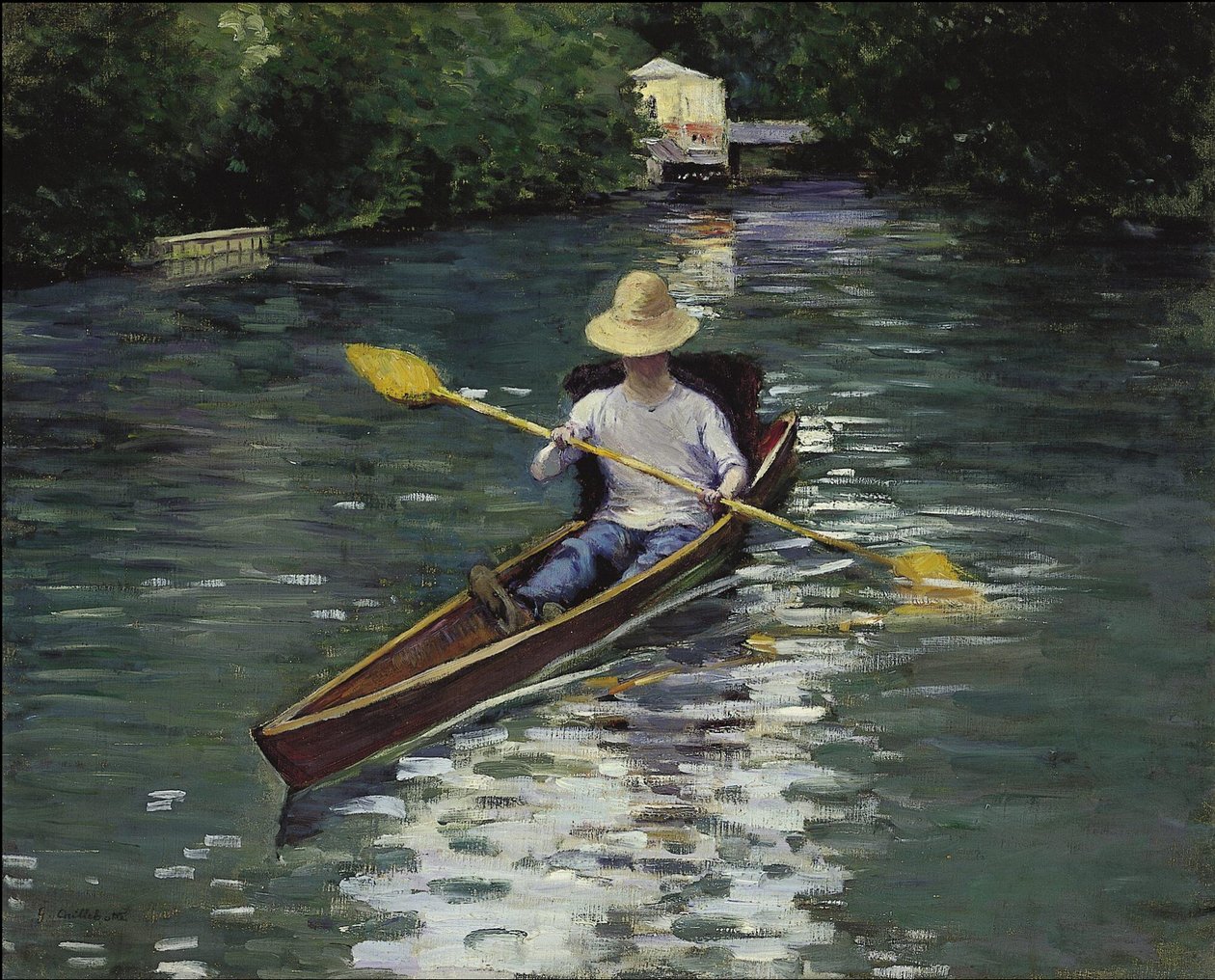 Kano op de rivier Yerres door Gustave Caillebotte