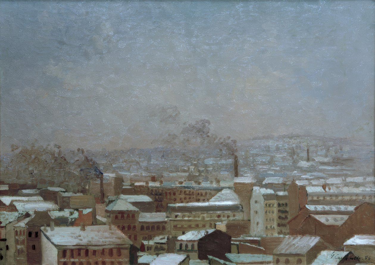 Parijs onder de sneeuw door Gustave Caillebotte