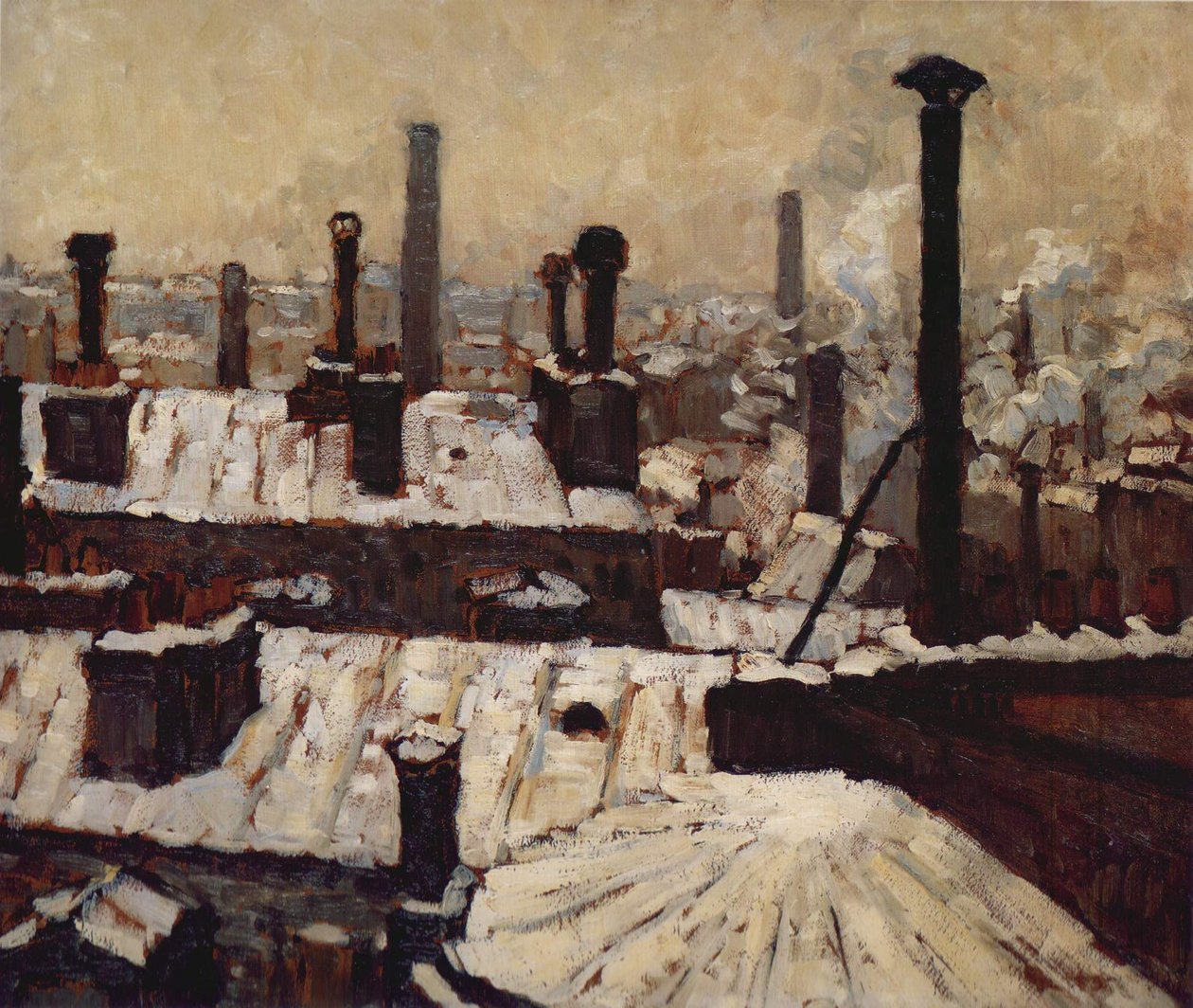 Daken onder de sneeuw, Parijs door Gustave Caillebotte