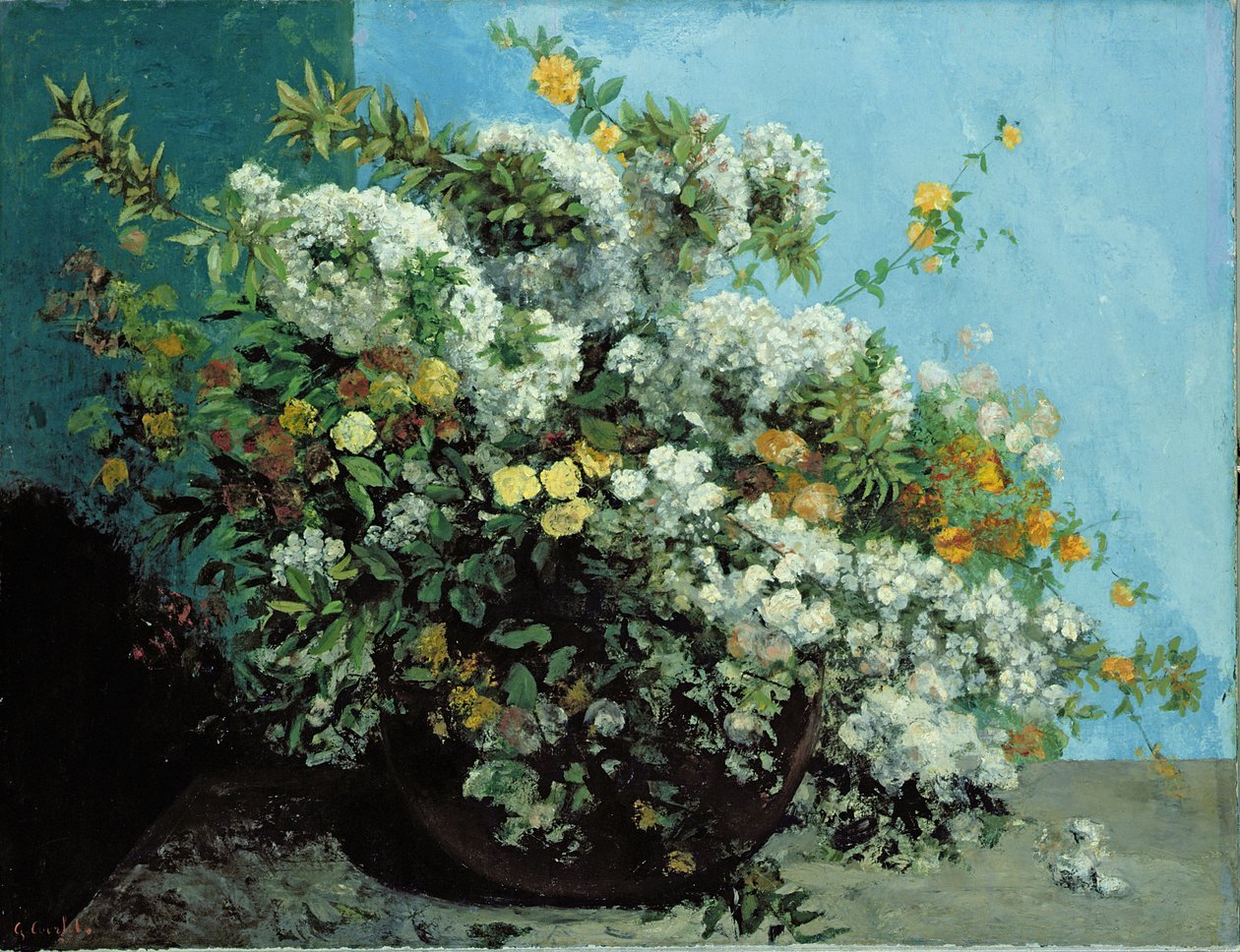 Bloeiende takken en bloemen, 1855 door Gustave Courbet