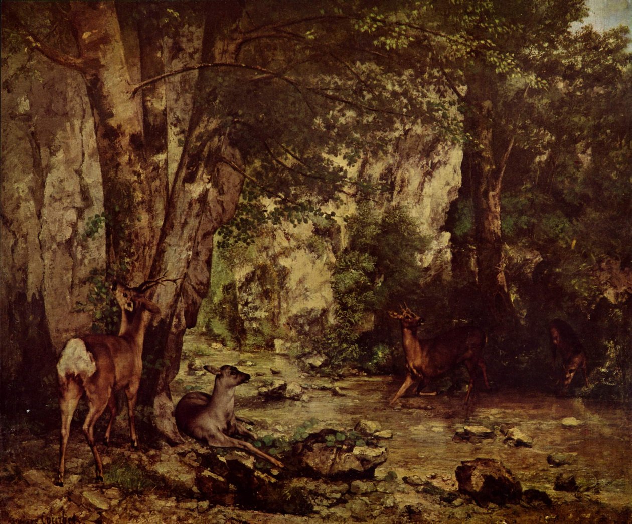 Reebok in het bos door Gustave Courbet