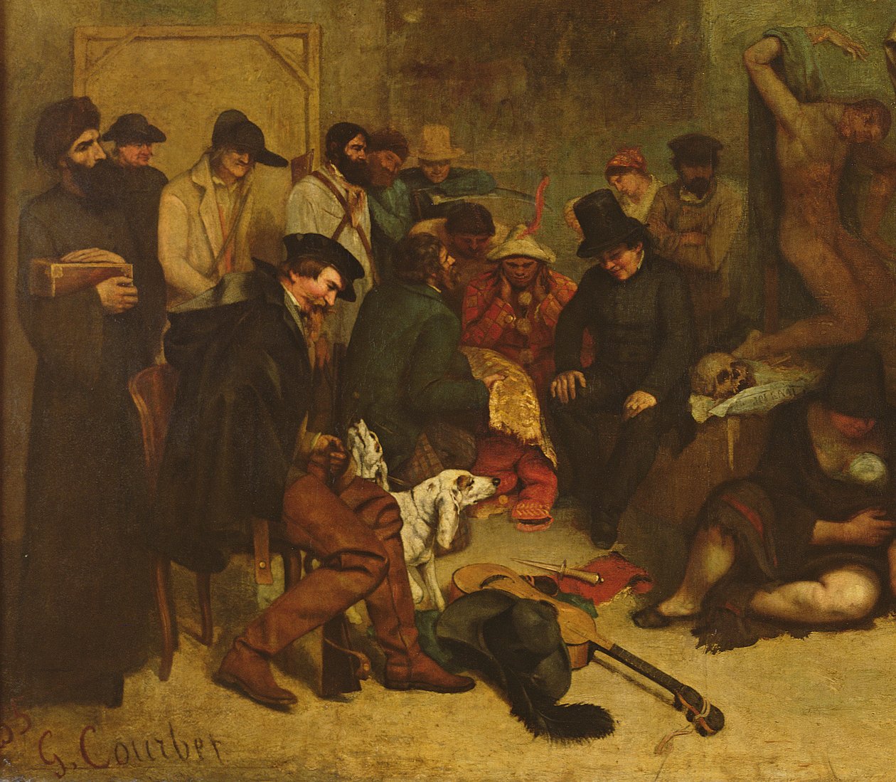 Het Atelier van de Schilder, een Echte Allegorie (detail) door Gustave Courbet