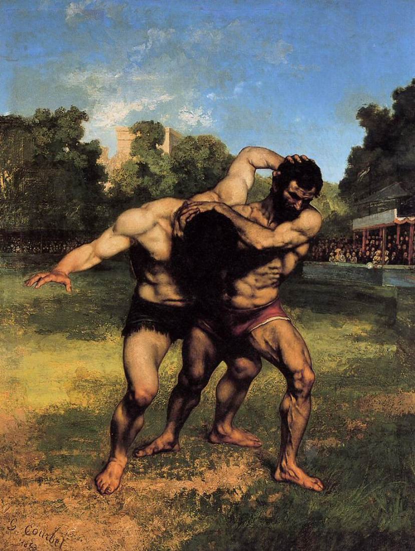 De worstelaars door Gustave Courbet