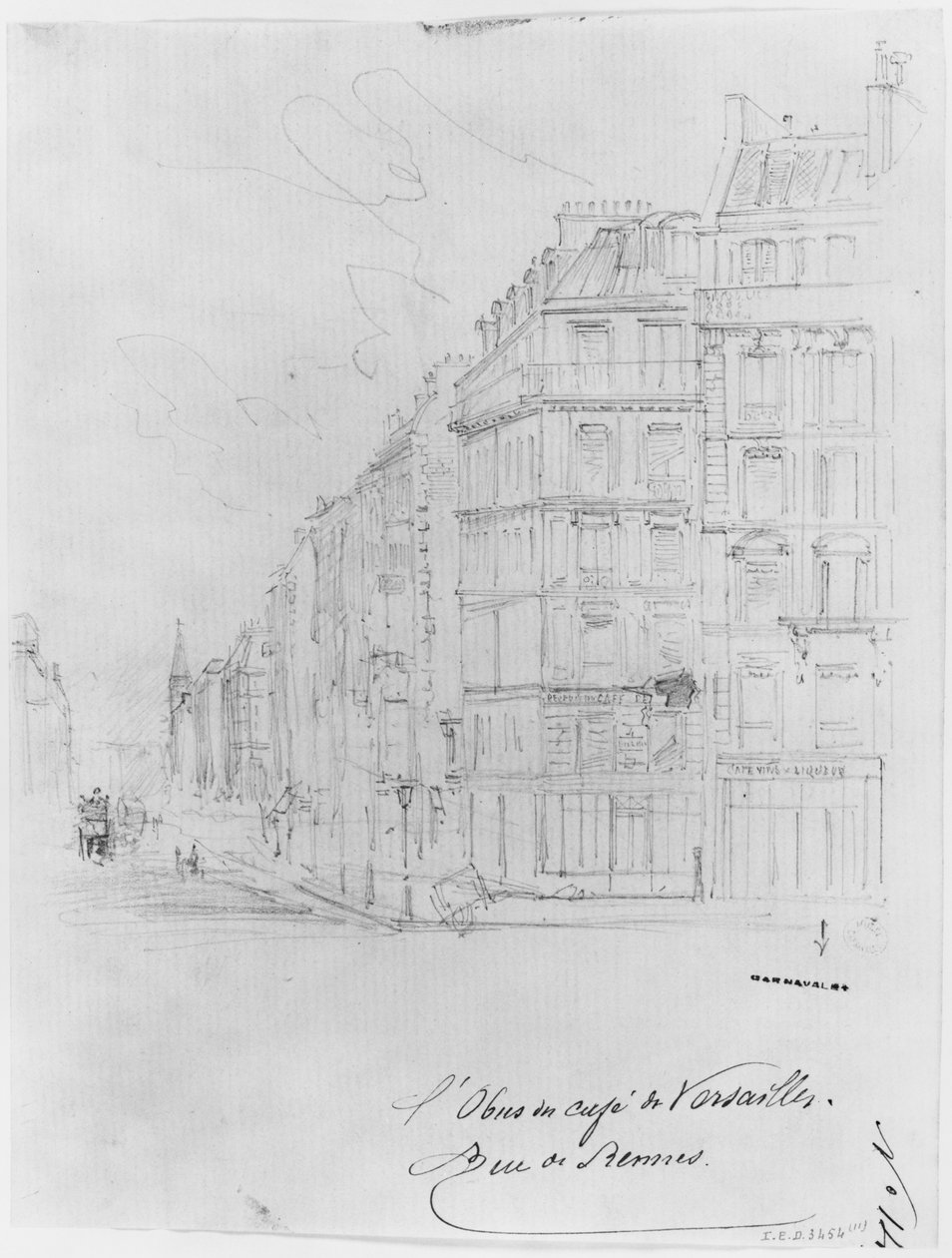 Album van het Beleg van Parijs, Schil van Cafe de Versailles, rue de Rennes door Gustave Dore
