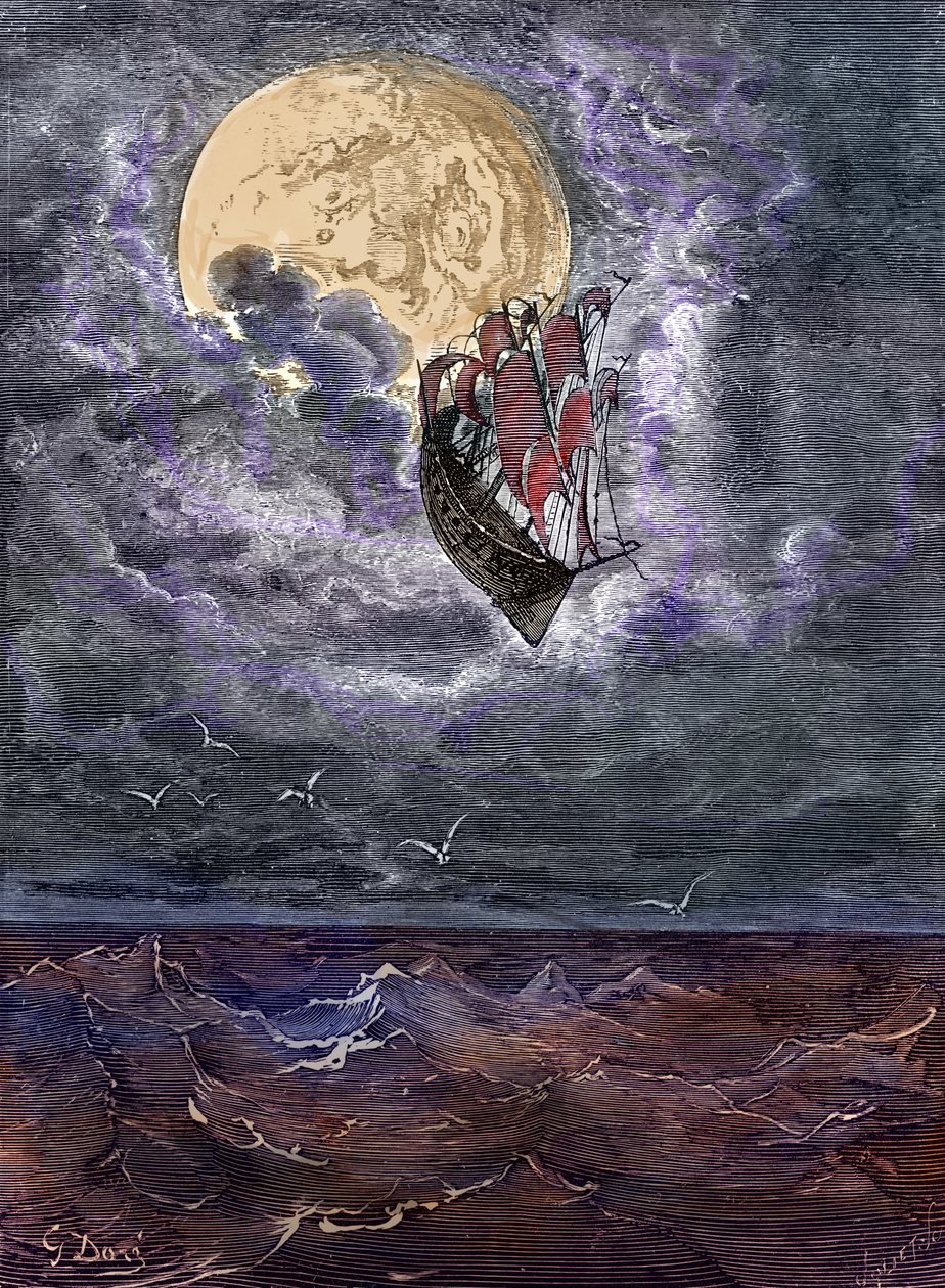 Baron Münchhausen: Reis naar de maan, door Doré door Gustave Dore