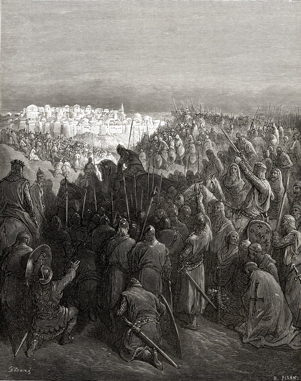 Enthousiasme van de kruisvaarders in Constantinopel in 1204, illustratie uit 