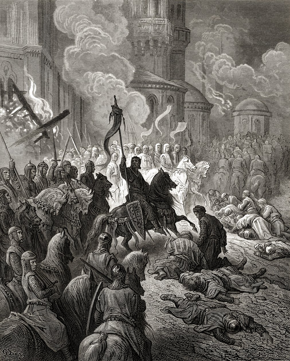 Intocht van de Kruisvaarders in Constantinopel in 1204, illustratie uit 