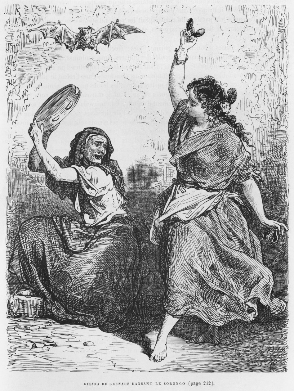 Gitana uit Granada die de zorongo danst door Gustave Dore