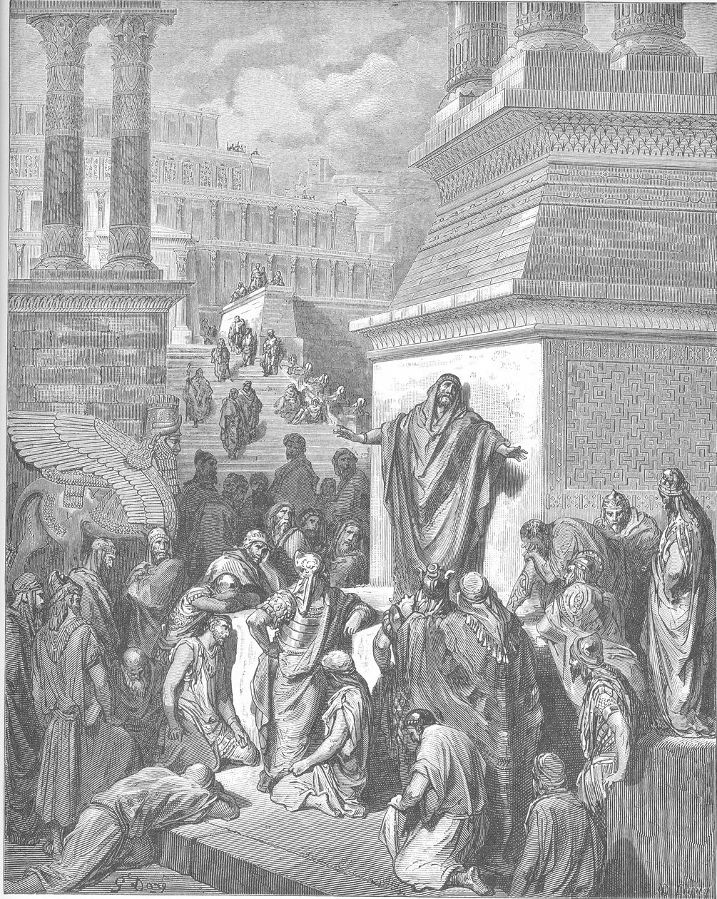 Jona predikt tot de Ninevieten door Gustave Dore