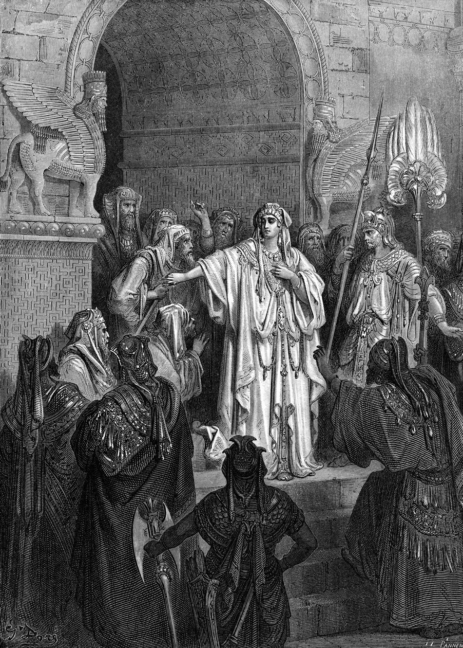 Koningin Vashti, gravure door Doré door Gustave Dore