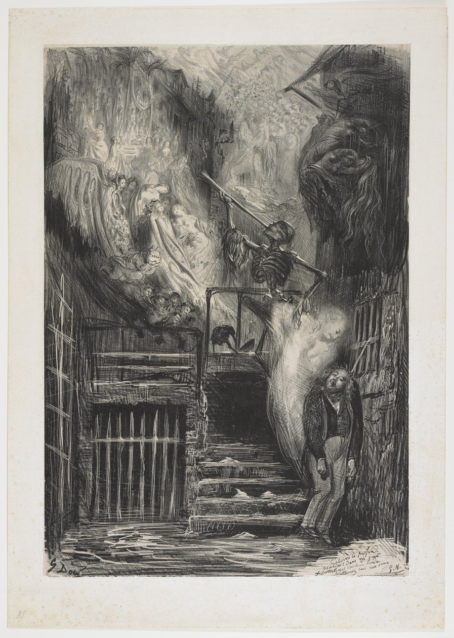 Straat van de oude lantaarn (dood van Gérard de Nerval), 1855 door Gustave Dore