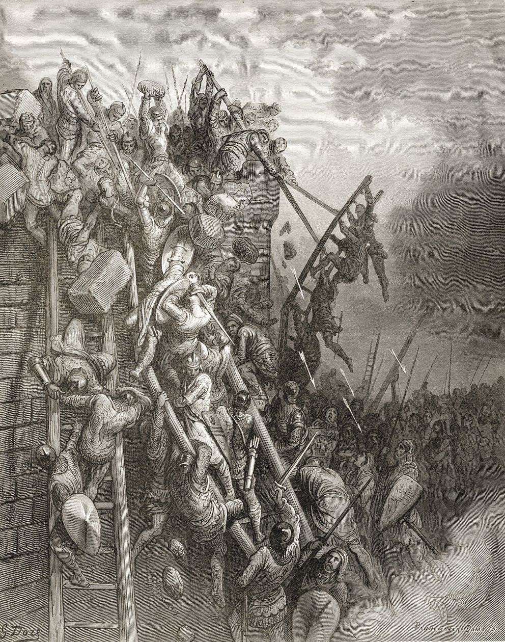Het Leger van Priester Volkmar en Graaf Emocio vallen Merseburg aan, illustratie uit 