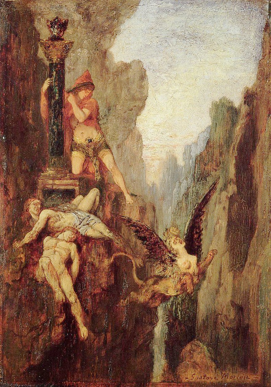 De sfinx verslagen, ca. 1878 door Gustave Moreau